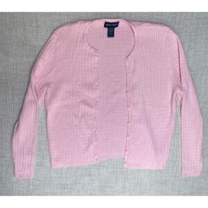 Splendor! Nautral Fiber 100% Cotton Cable Knit Pointelle ButtonCardigan XL